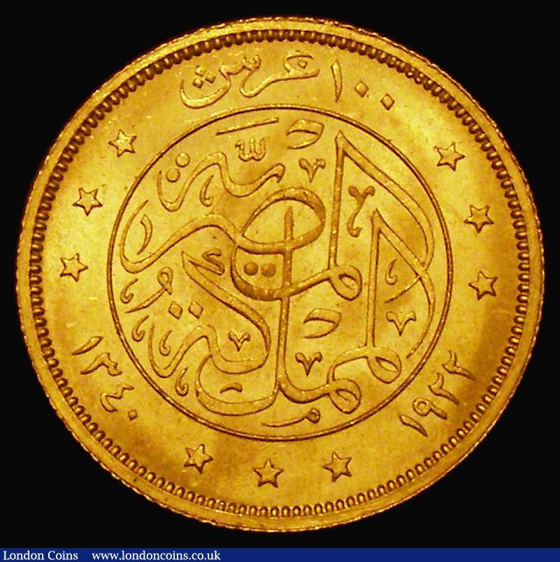 London Coins : A176 : Lot 888 : Egypt 100 Piastres Gold 1922 (AH1340) KM#341 AU/UNC the obverse with some light contact marks