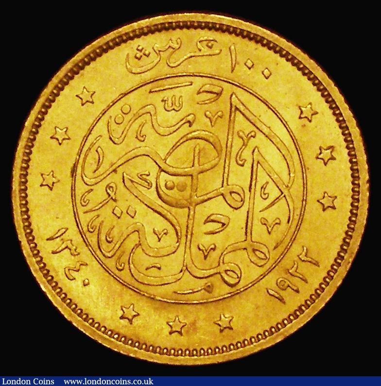 London Coins : A176 : Lot 889 : Egypt 100 Piastres Gold 1922 (AH1340) KM#341 NEF/EF and lustrous