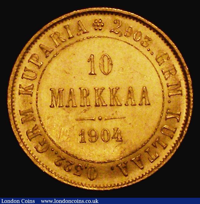 London Coins : A176 : Lot 894 : Finland 10 Markka Gold 1904L KM#8.2 EF/NEF, Rare