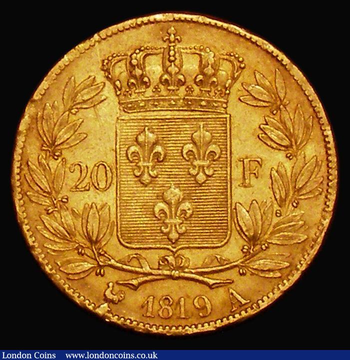 London Coins : A176 : Lot 896 : France 20 Francs Gold 1819A KM#712.1 NEF with some edge nicks