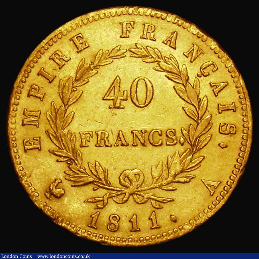 London Coins : A176 : Lot 900 : France 40 Francs Gold 1811A KM#696.1 GVF/VF the obverse with some scratches