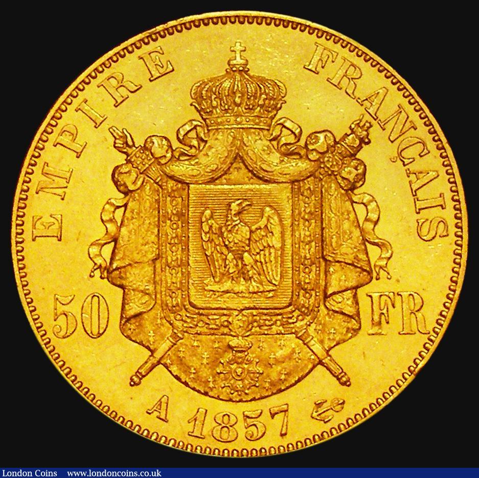 London Coins : A176 : Lot 903 : France 50 Francs Gold 1857A KM#804.1 EF/GEF and lustrous with some small edge nicks