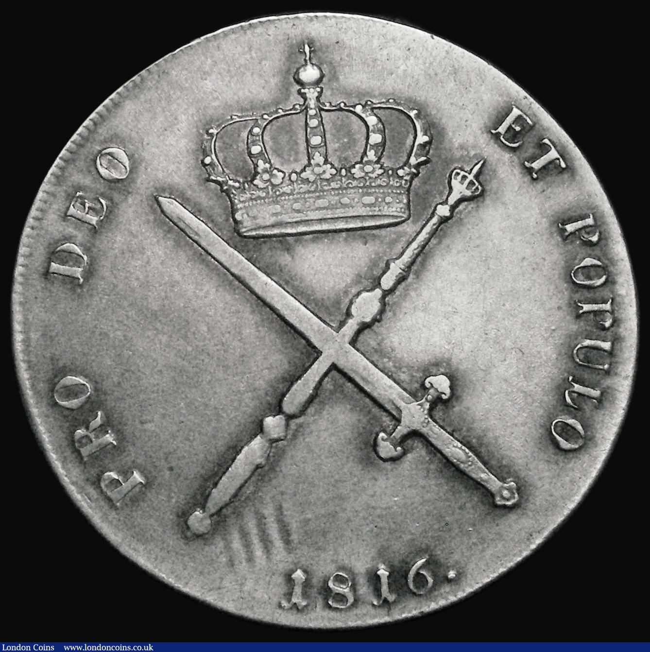 London Coins : A176 : Lot 910 : German States - Bavaria Thaler 1816 Reverse: Crossed Sword and Sceptre KM#706 Good Fine/Fine