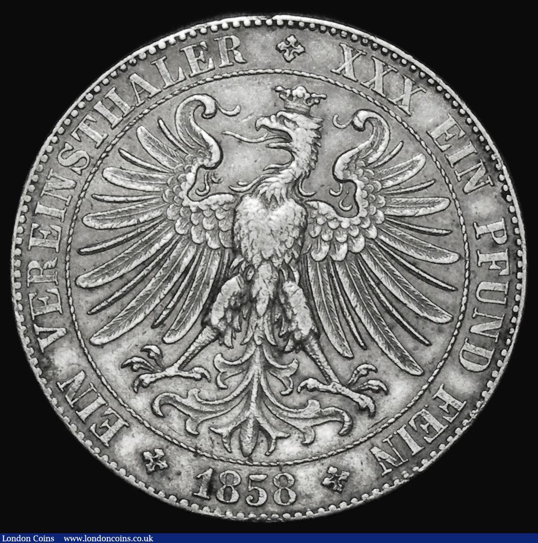 London Coins : A176 : Lot 911 : German States - Frankfurt Thaler 1858 KM#355 NEF/GVF the obverse with some contact marks