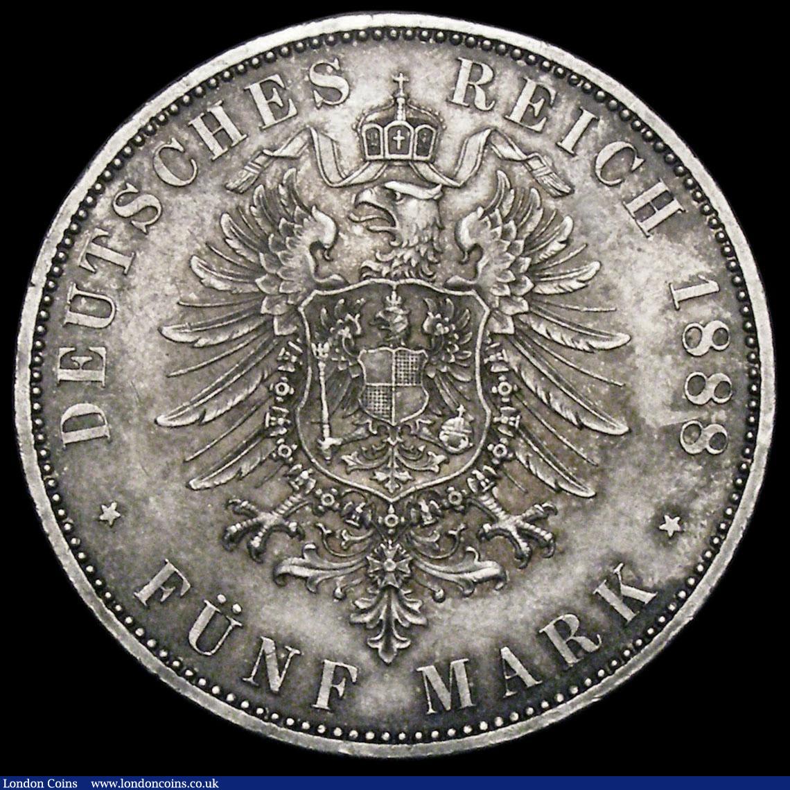 London Coins : A176 : Lot 915 : German States - Prussia 5 Marks 1888A KM#512 GEF