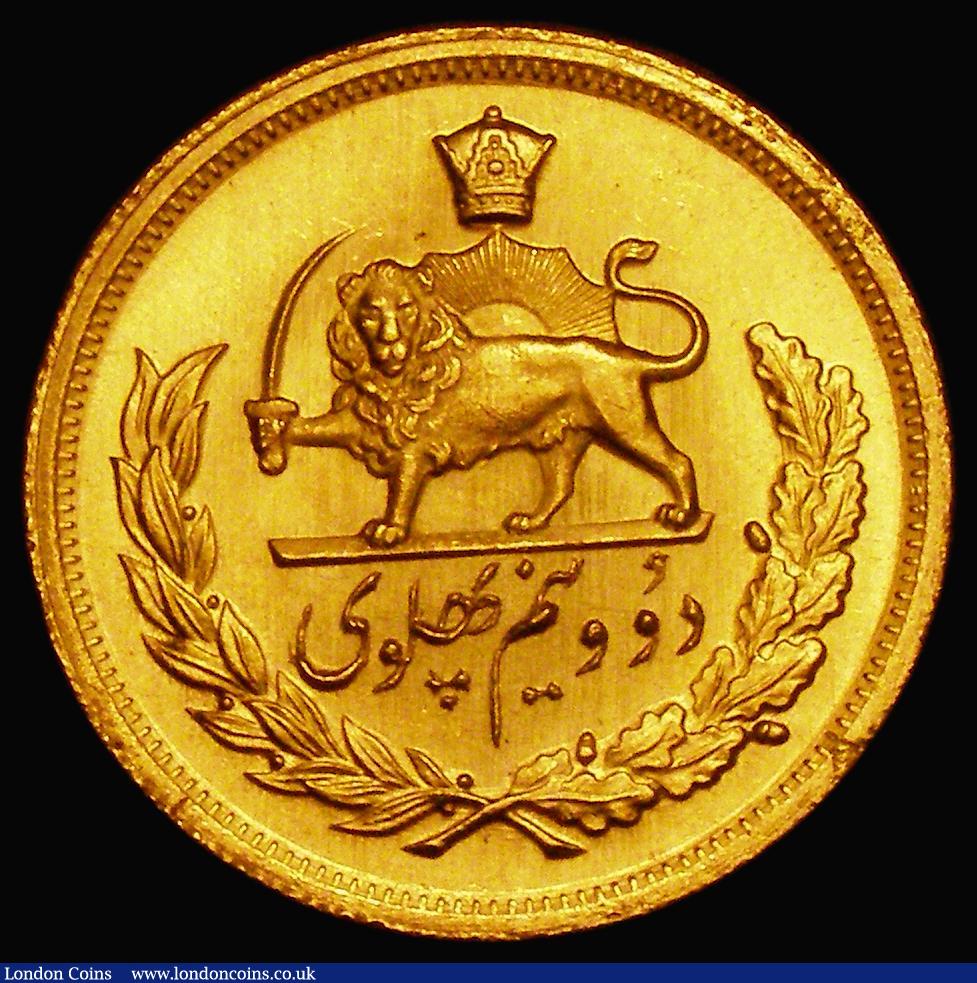 London Coins : A176 : Lot 946 : Iran 2 1/2 Pahlavi Gold SH1339 (1960) KM#1163 A/UNC and lustrous, only 1682 pieces minted