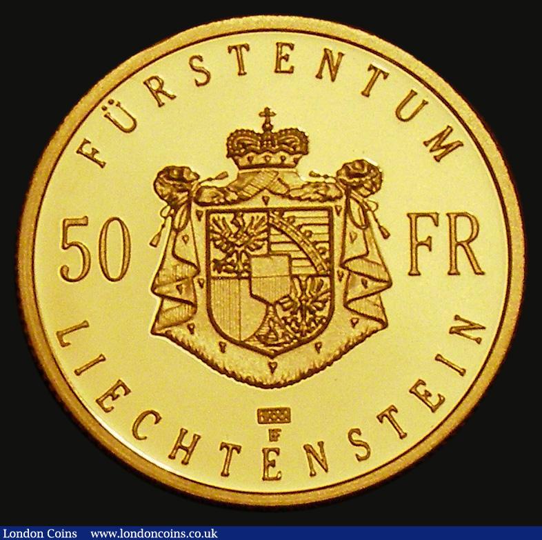 London Coins : A176 : Lot 991 : Liechtenstein 50 Franken Gold 1990 Proof Y#23 FDC or very near so, retaining practically full mint b...