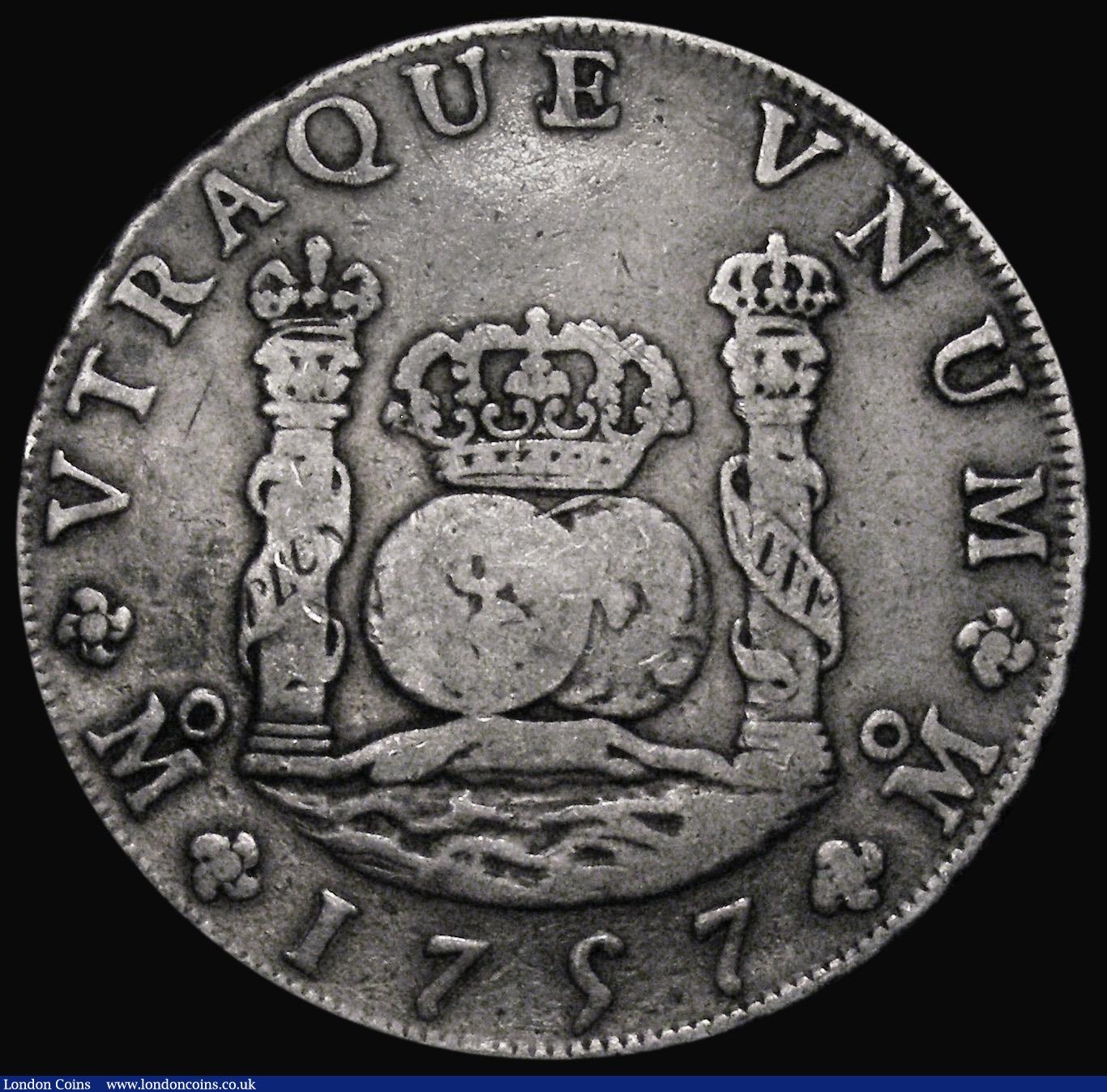 London Coins : A176 : Lot 995 : Mexico Eight Reales 1757 Mo MM KM#104.2 Fine with old grey tone