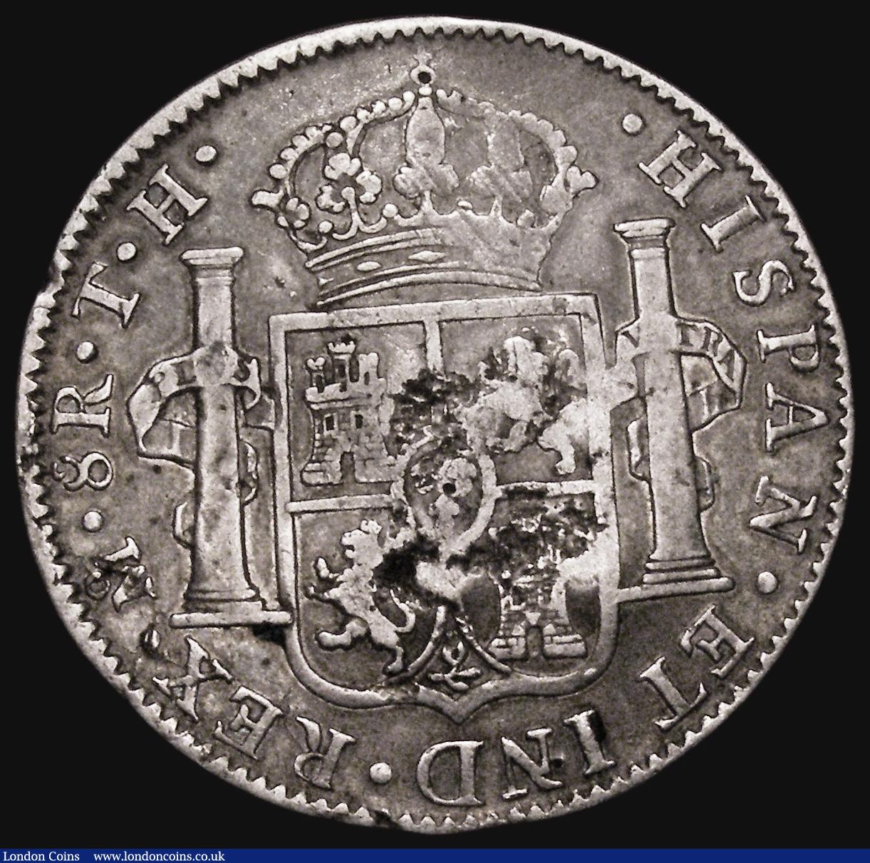 London Coins : A176 : Lot 997 : Mexico Eight Reales 1804 Mo TH KM#109 countermarked J D 5 6 these countermarks then overstamped with...