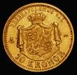 London Coins : A176 : Lot 1051 : Sweden 10 Kronor Gold 1874ST KM#732 About EF