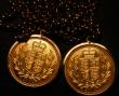 London Coins : A176 : Lot 1492 : Half Sovereigns 2002 (2) each GEF in 9 carat gold mounts, on a single 9 carat Gold chain total weigh...