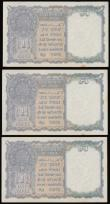 London Coins : A176 : Lot 170 : India, Government of India One Rupee George VI black serial number (3) consecutives H/70 344703, 4 a...