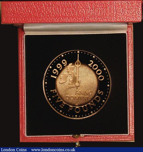 Five Pound Crown 2000 Millennium Gold Proof S.L7 nFDC retaining practically full mint brilliance, in the Royal Mint box of issue with certificate : English Cased : Auction 176 : Lot 275