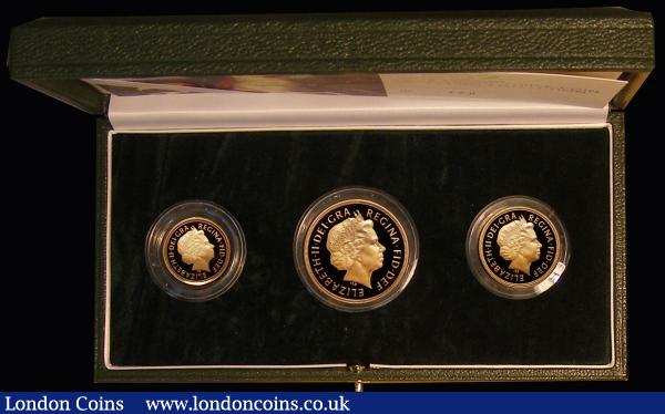 Gold Two Pounds, Sovereign and Half Sovereign - The 2007 United Kingdom Gold Proof Set a three-coin set S.PGS47 FDC in the Royal Mint box of issue with certificate : English Cased : Auction 176 : Lot 343