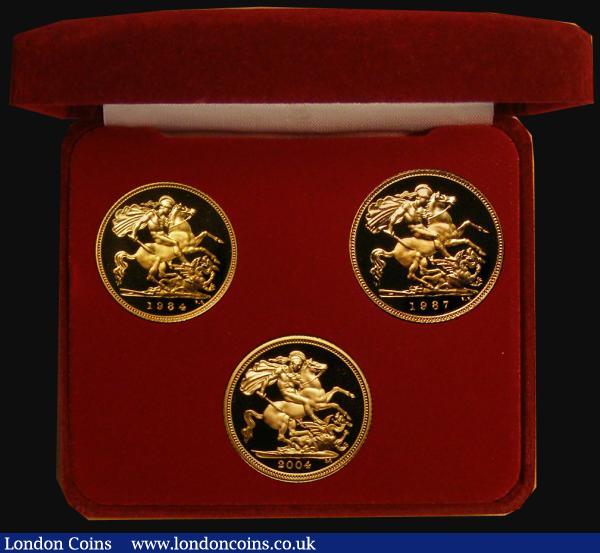 Half Sovereigns (3) The Queen Elizabeth II Half Sovereign Portrait set a 3-coin set comprising Half Sovereigns 1984 S.SB1 Proof, 1987 S.SB2 Proof, 2004 S.SB4 Proof, nFDC to FDC the 2004 with a light handling mark, in the Royal Mint box of issue with certificate : English Cased : Auction 176 : Lot 354