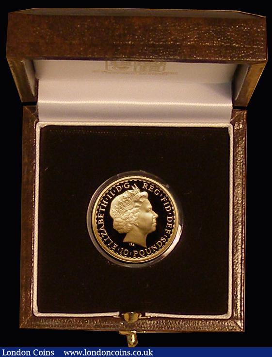 Ten Pounds Britannia 2002 Gold One Tenth Ounce Proof S.BN4 FDC in the Royal Mint box of issue with certificate : English Cased : Auction 176 : Lot 534