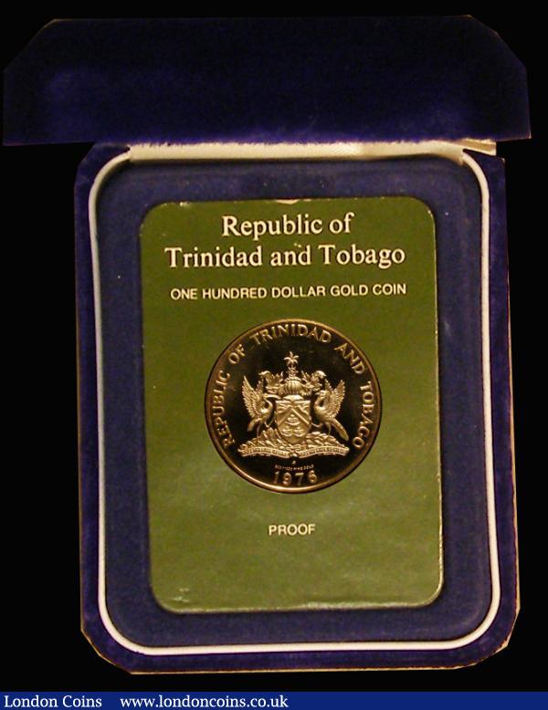 Trinidad and Tobago $100 Gold 1976 Gold Proof FDC in the box of issue with certificate : World Cased : Auction 176 : Lot 684