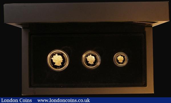 Tristan da Cunha Sovereign to Quarter Sovereign 2017 Queen Elizabeth II and Prince Philip Platinum (70th) Wedding Anniversary a 3-coin set in gold comprising Sovereign, Half Sovereign and Quarter Sovereign Gold Proofs FDC in thew Hattons of London box with certificate : World Cased : Auction 176 : Lot 698