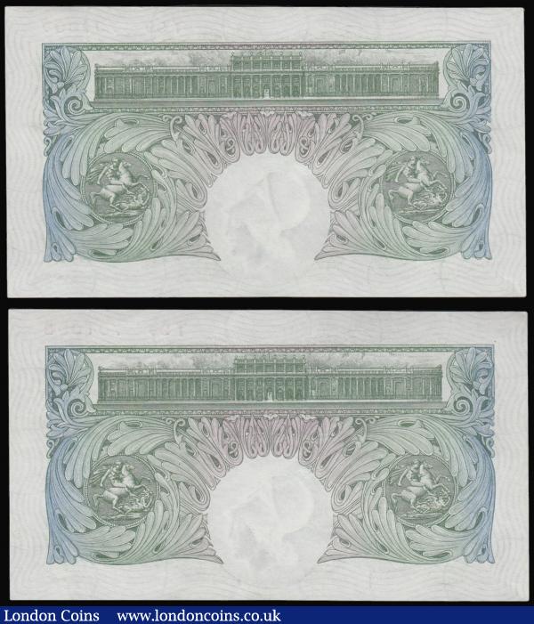 One Pounds Catterns 1930 B225 (2) consecutive numbers T99 701007 and 701008 Unc : English Banknotes : Auction 176 : Lot 80