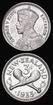 London Coins : A176 : Lot 851 : Australia Threepence 1910 KM#18 UNC and lustrous with a tiny rim nick, New Zealand Threepence 1933 K...