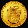 London Coins : A176 : Lot 990 : Liechtenstein 50 Franken Gold 1956 Franz Josef II and Princess Gina Y#16 UNC or near so and lustrous...