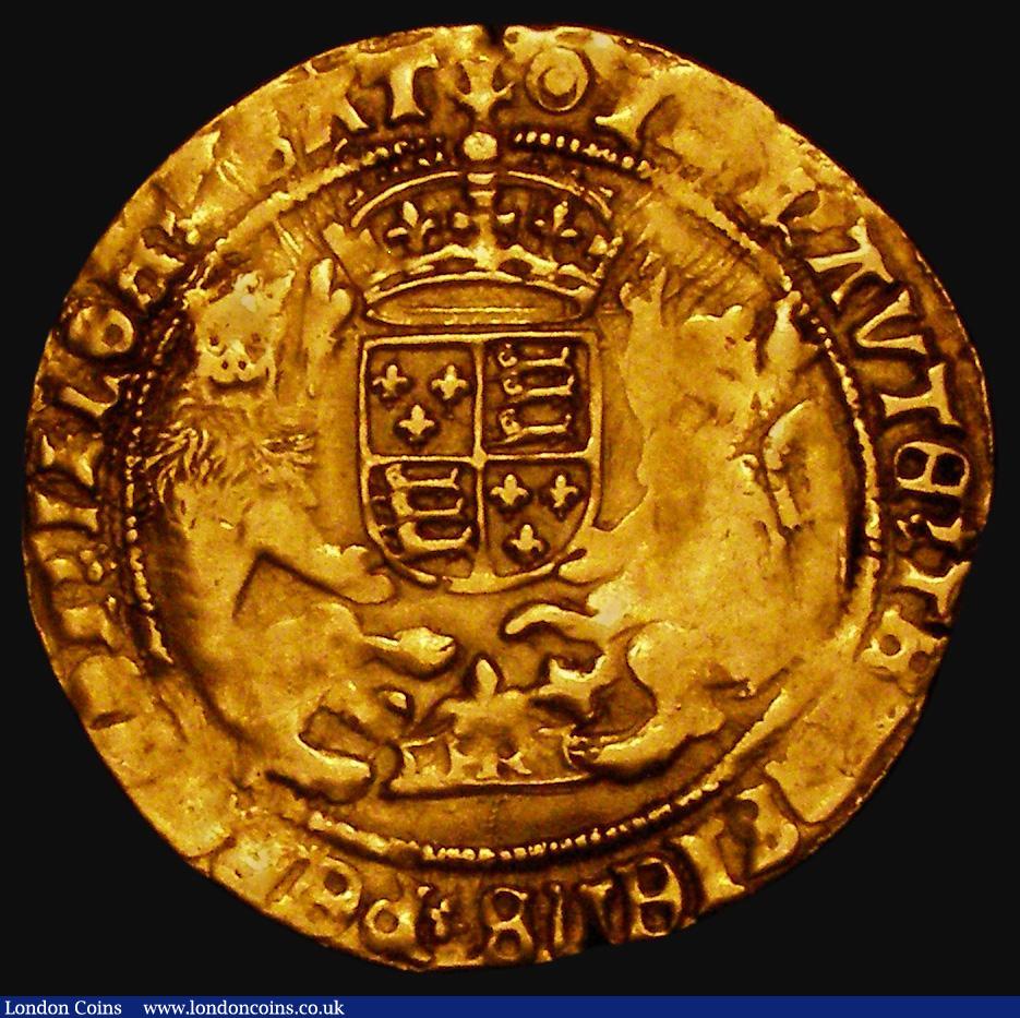 London Coins : A177 : Lot 1241 : Half Sovereign Henry VIII Third Coinage, Annulet on inner circle on obverse only. HENRIC? 8 legend, ...