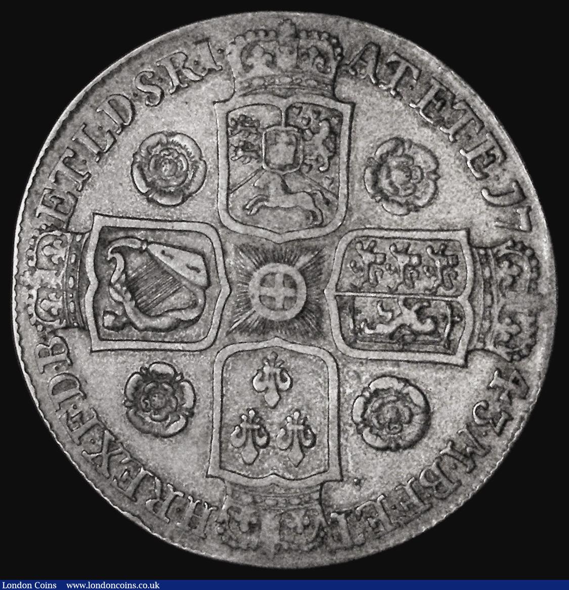 London Coins : A177 : Lot 1403 : Crown 1743 Roses, DECIMO SEPTIMO edge ESC 124, Bull 1667 Fine/Good Fine