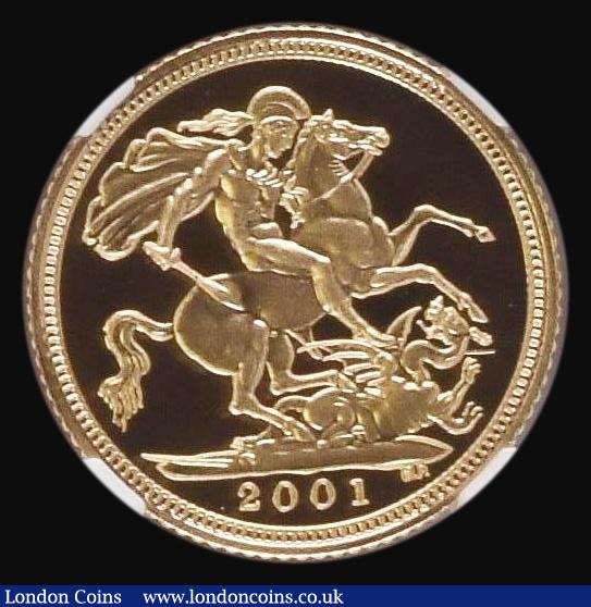 London Coins : A177 : Lot 1673 : Half Sovereign 2001 Gold Proof S.SB4 in an NGC holder and graded PF70 Ultra Cameo