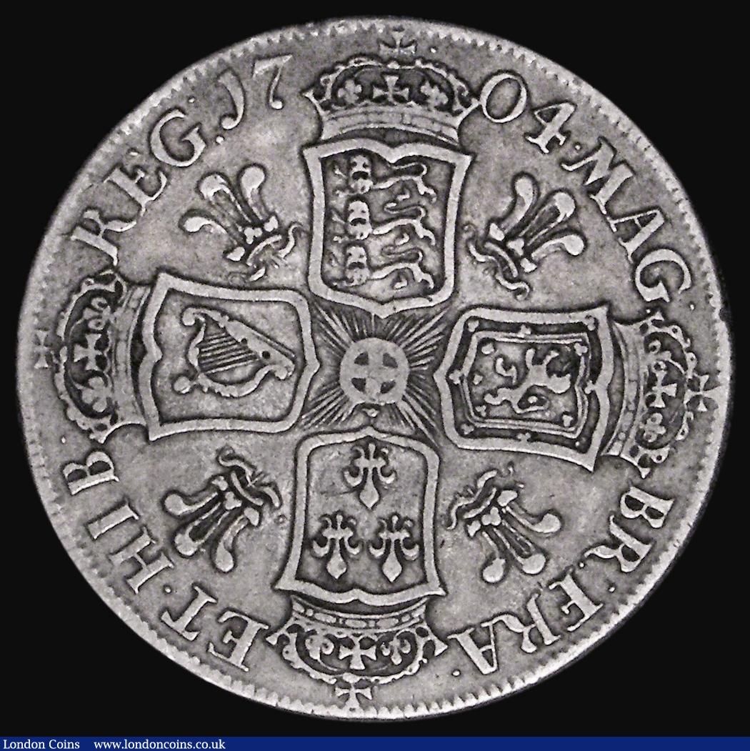 London Coins : A177 : Lot 1714 : Halfcrown 1704 Plumes ESC 570, Bull 1359 Near Fine/Fine, Rare, rated R2 by Bull