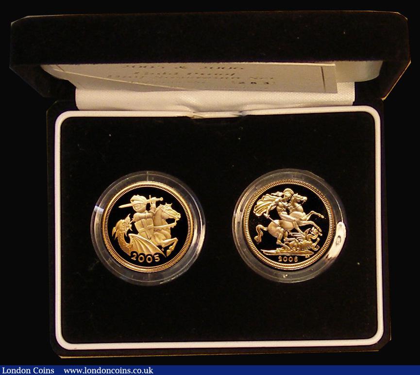 London Coins : A177 : Lot 356 : Half Sovereigns a 2-coin set 2005 S.SB6 Gold Proof FDC and 2006 S.SB4 Gold Proof, one very small ton...