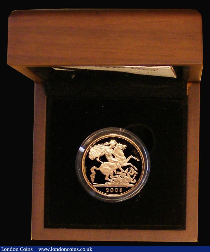 London Coins : A177 : Lot 500 : Sovereign 2008 S.SC4 Gold Proof nFDC in the Royal Mint box of issue with certificate