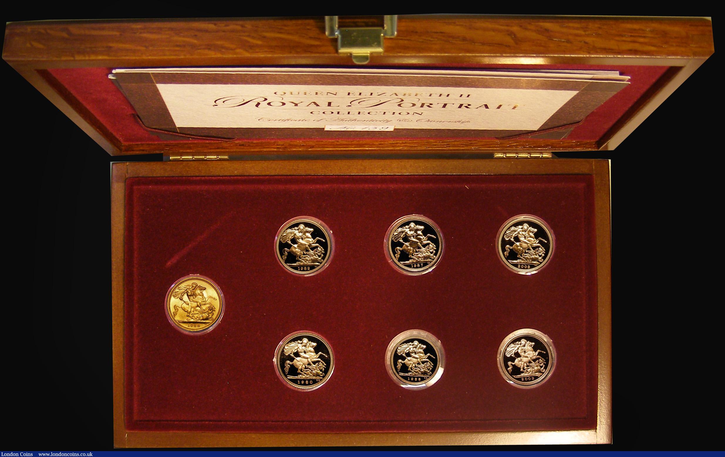 London Coins : A177 : Lot 542 : Sovereigns and Half Sovereigns - The Queen Elizabeth II Royal Portrait Collection a 7-coin set compr...