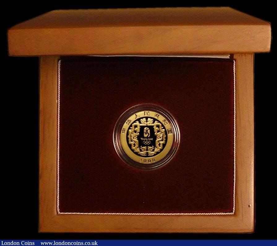 London Coins : A177 : Lot 654 : China 150 Yuan Gold 2008Z Beijing Olympics - Classical Soccer player, One Third Ounce Gold Proof KM#...