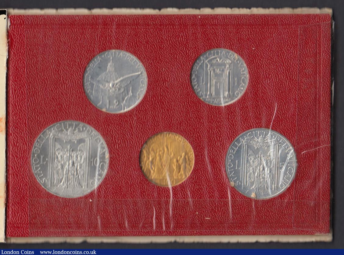 London Coins : A177 : Lot 728 : Vatican Mint Set 1950  a 5-coin set comprising 100 Lire Gold KM#48, 10 Lire KM#47, 5 Lire KM#46, 2 L...