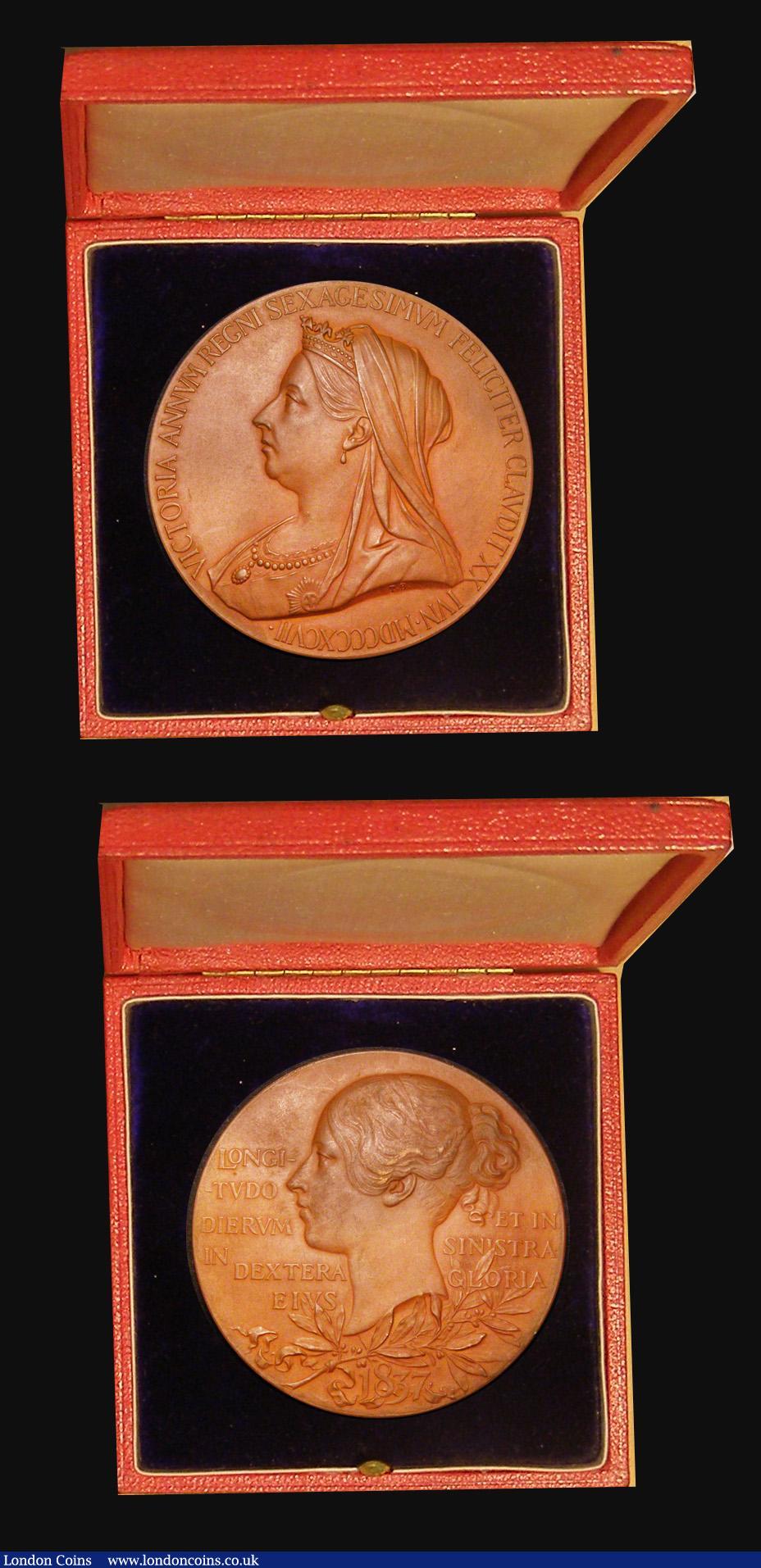 London Coins : A177 : Lot 808 : Queen Victoria Diamond Jubilee 1897 56mm diameter in bronze by G.W.de Saulles (after T.Brock/W.Wyon)...