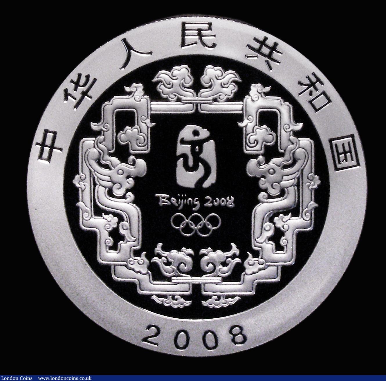 London Coins : A177 : Lot 906 : China 10 Yuan 2008Z Beijing Olympics - Summer Palace, One Ounce Silver Proof, the reverse with ornam...