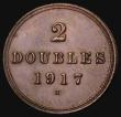 London Coins : A177 : Lot 962 : Guernsey Two Doubles 1917H S.7216A About UNC/EF the obverse with traces of lustre, the key date in t...