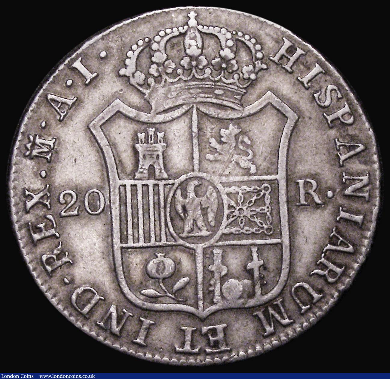 London Coins : A178 : Lot 1177 : Spain 20 Reales 1809 AI KM#551.2 Near Fine/Fine and pleasing for the grade