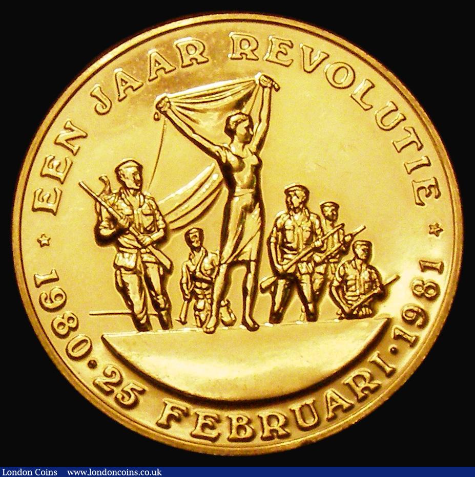 London Coins : A178 : Lot 1183 : Surinam 200 Gulden Gold 1981 First Anniversary of Revolution KM#20 nFDC retaining considerable origi...