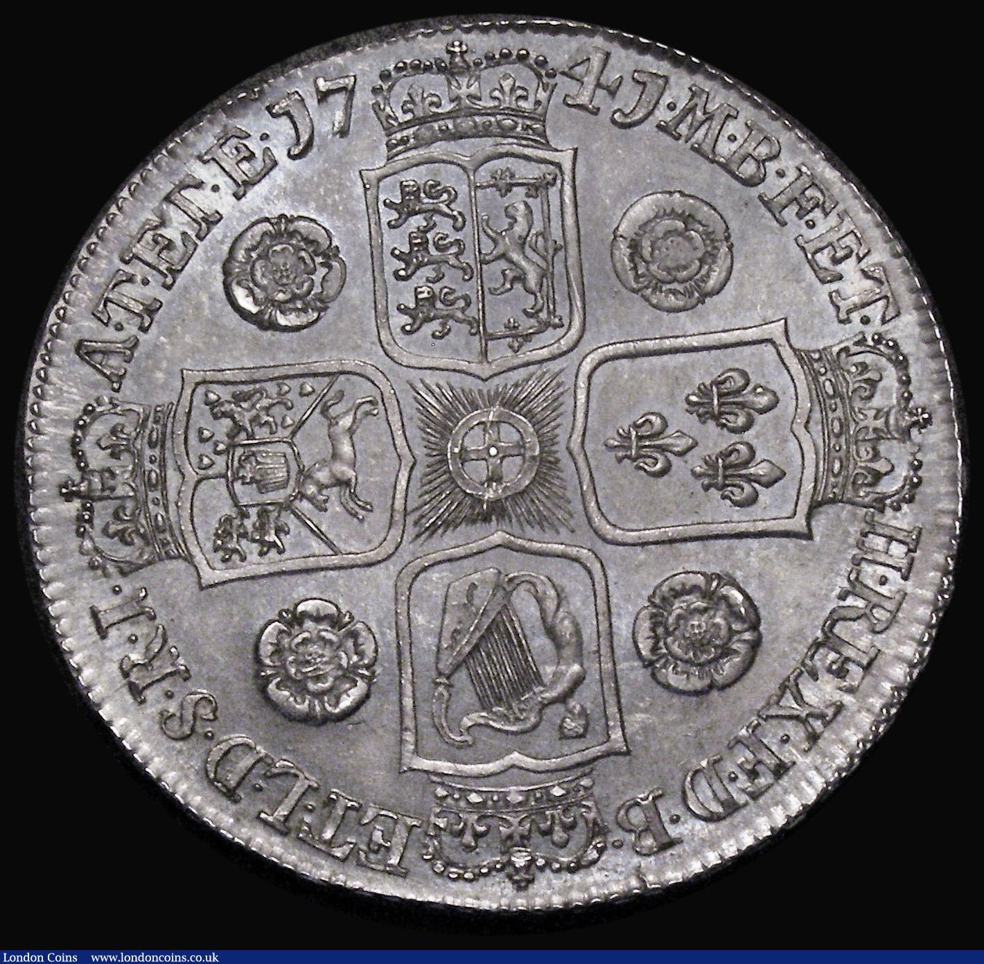 London Coins : A178 : Lot 1257 : Crown 1741 Roses ESC 123 about as struck with an even pleasing tone rare and desirable thus