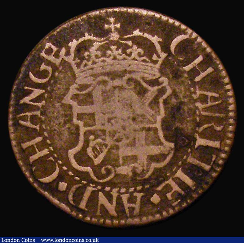 London Coins : A178 : Lot 1329 : Farthing Cromwell undated pattern in copper, Obverse: Bust of Cromwell to left, laureate and draped,...