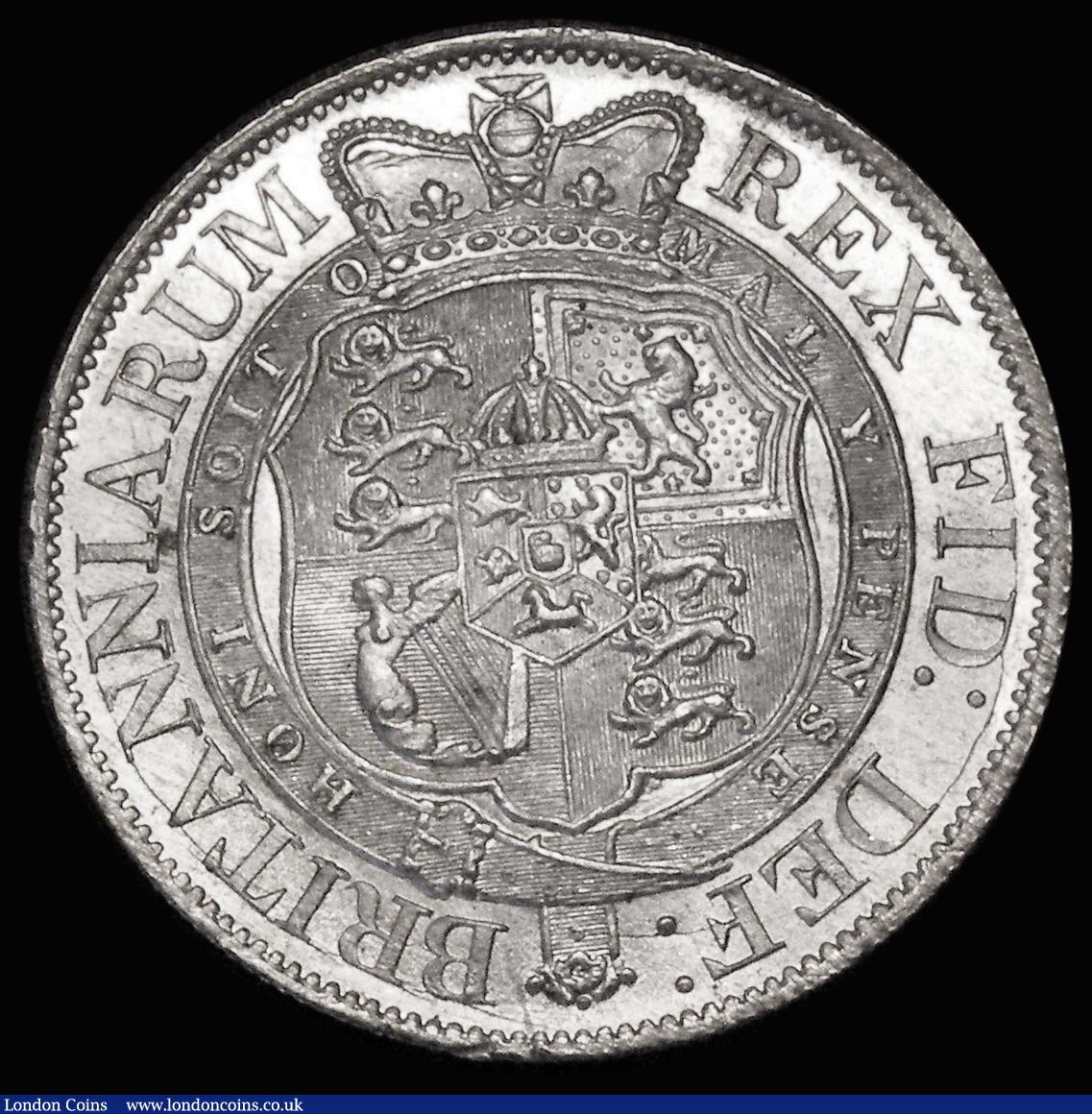 London Coins : A178 : Lot 1520 : Halfcrown 1817 Small Head ESC 618, Bull 2096 UNC with practically full lustre, the obverse with a fe...