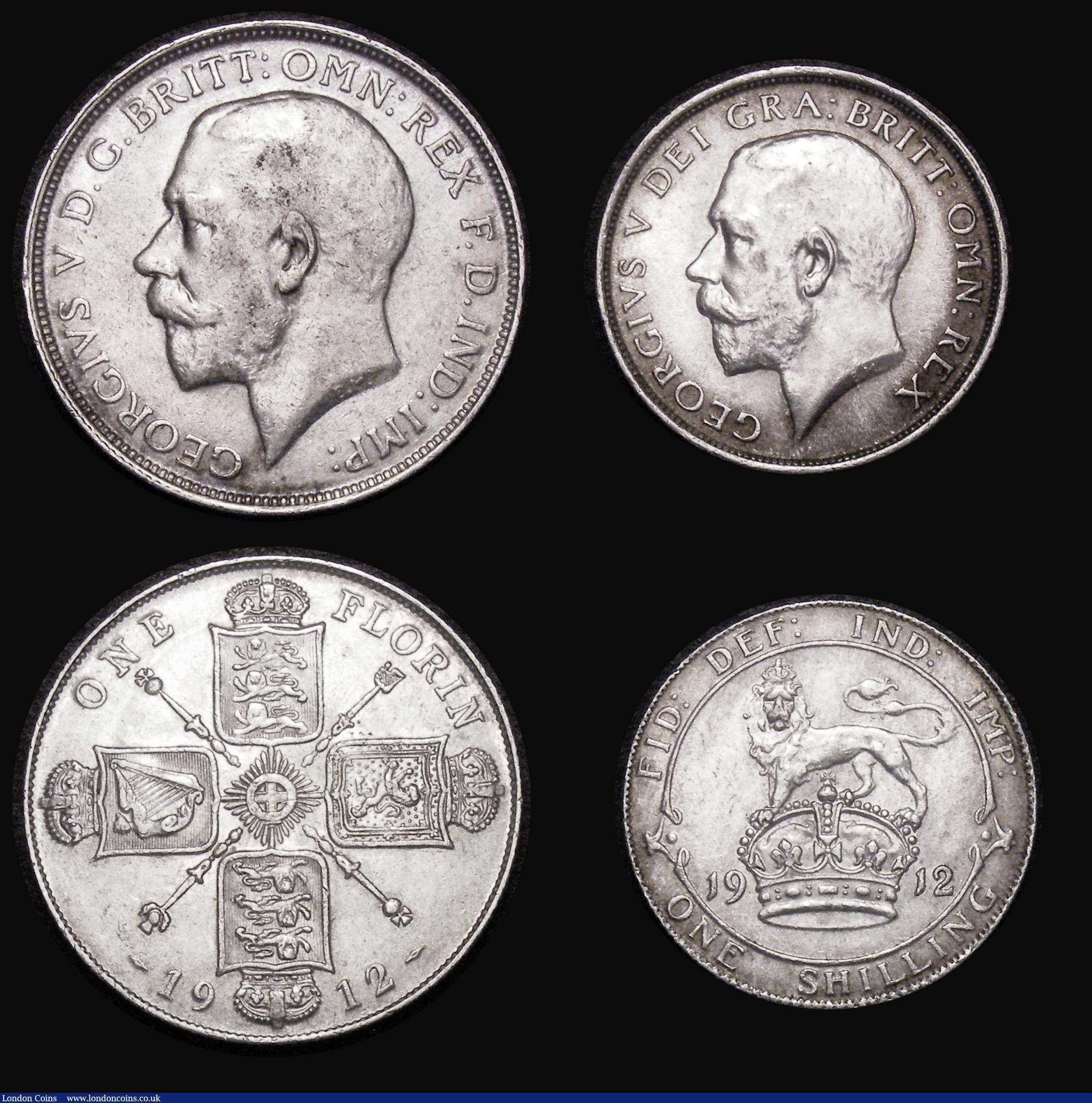 London Coins : A178 : Lot 1559 : Halfcrown to Shilling (3) Halfcrown 1912 ESC 759, Bull 3711 NVF/VF, Florin 1912 ESC 931, Bull 3757 G...