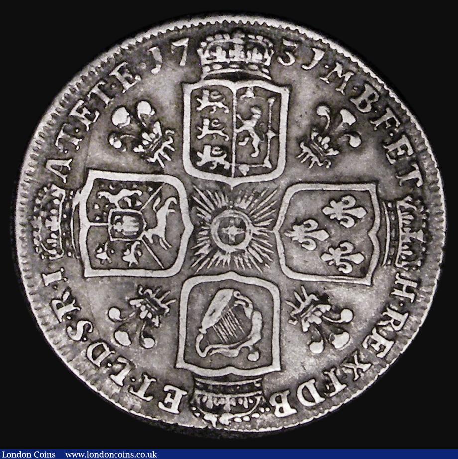 London Coins : A178 : Lot 1631 : Shilling 1731 Plumes, G over G and T over T in GRATIA, both underlying letters clearly misplaced, as...