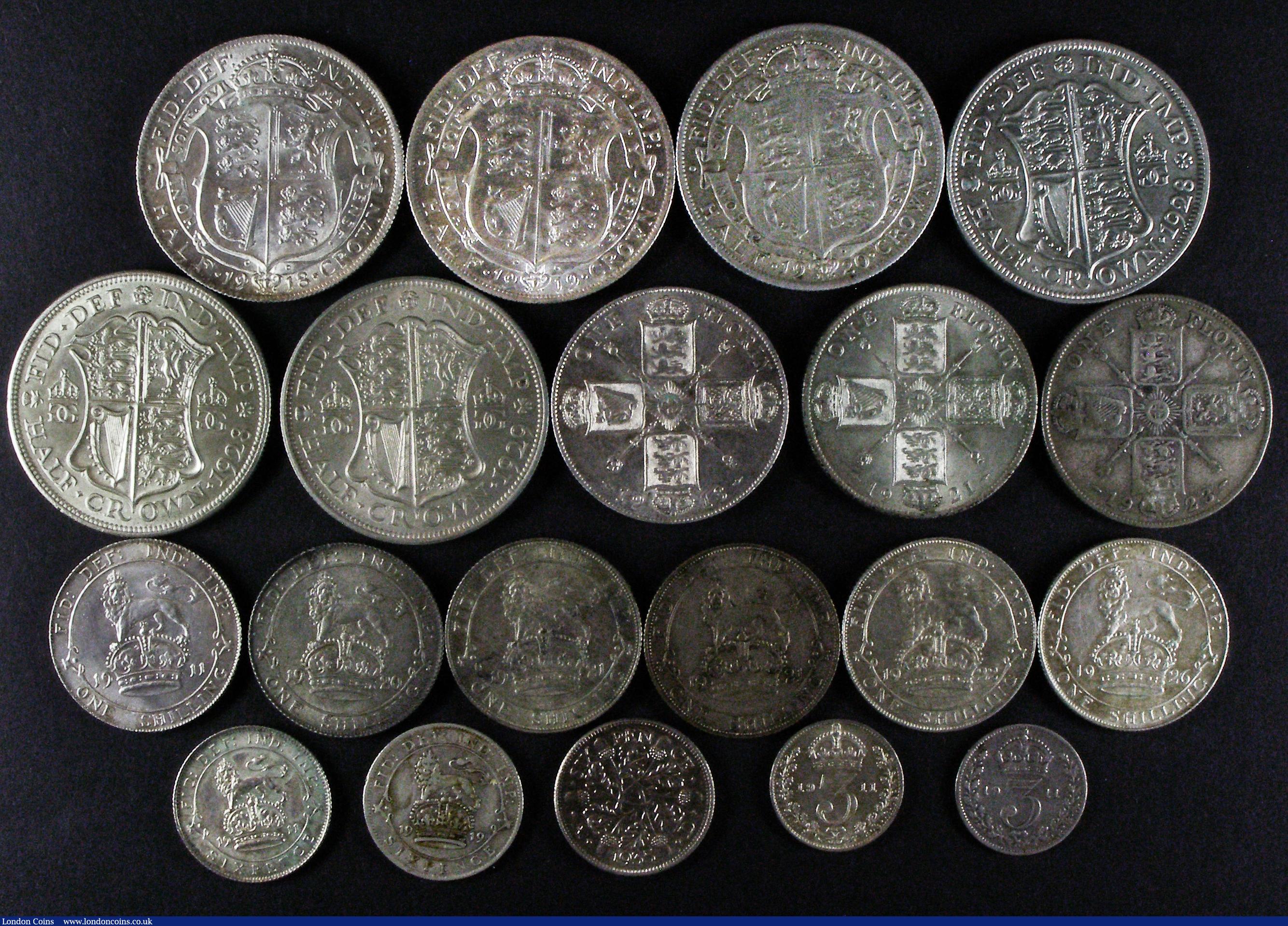 London Coins : A178 : Lot 1989 : Halfcrowns to Threepences (20) Halfcrowns (6) 1918 ESC 765, Bull 3717, Davies 1668 dies 1A EF/GEF an...