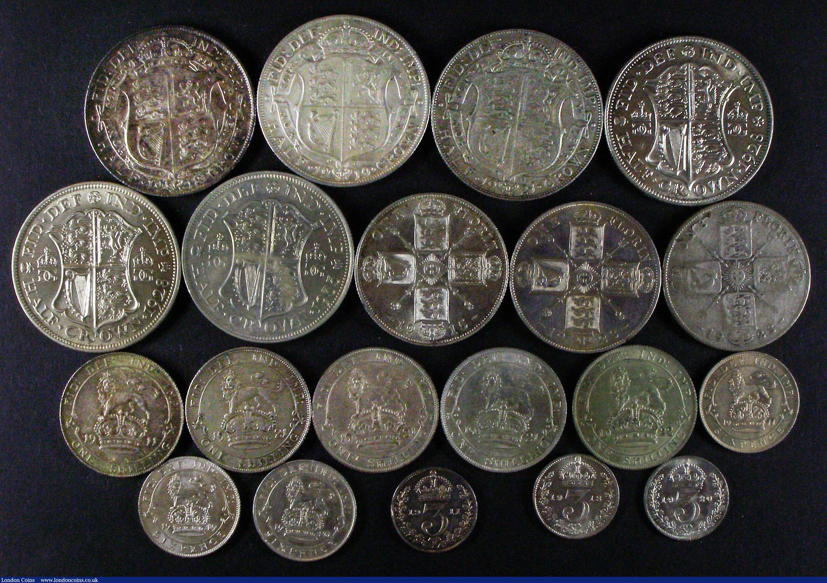 London Coins : A178 : Lot 1990 : Halfcrowns to Threepences (20) Halfcrowns (6) 1918 ESC 765, Bull 3717, Davies 1668 dies 1A GVF and n...