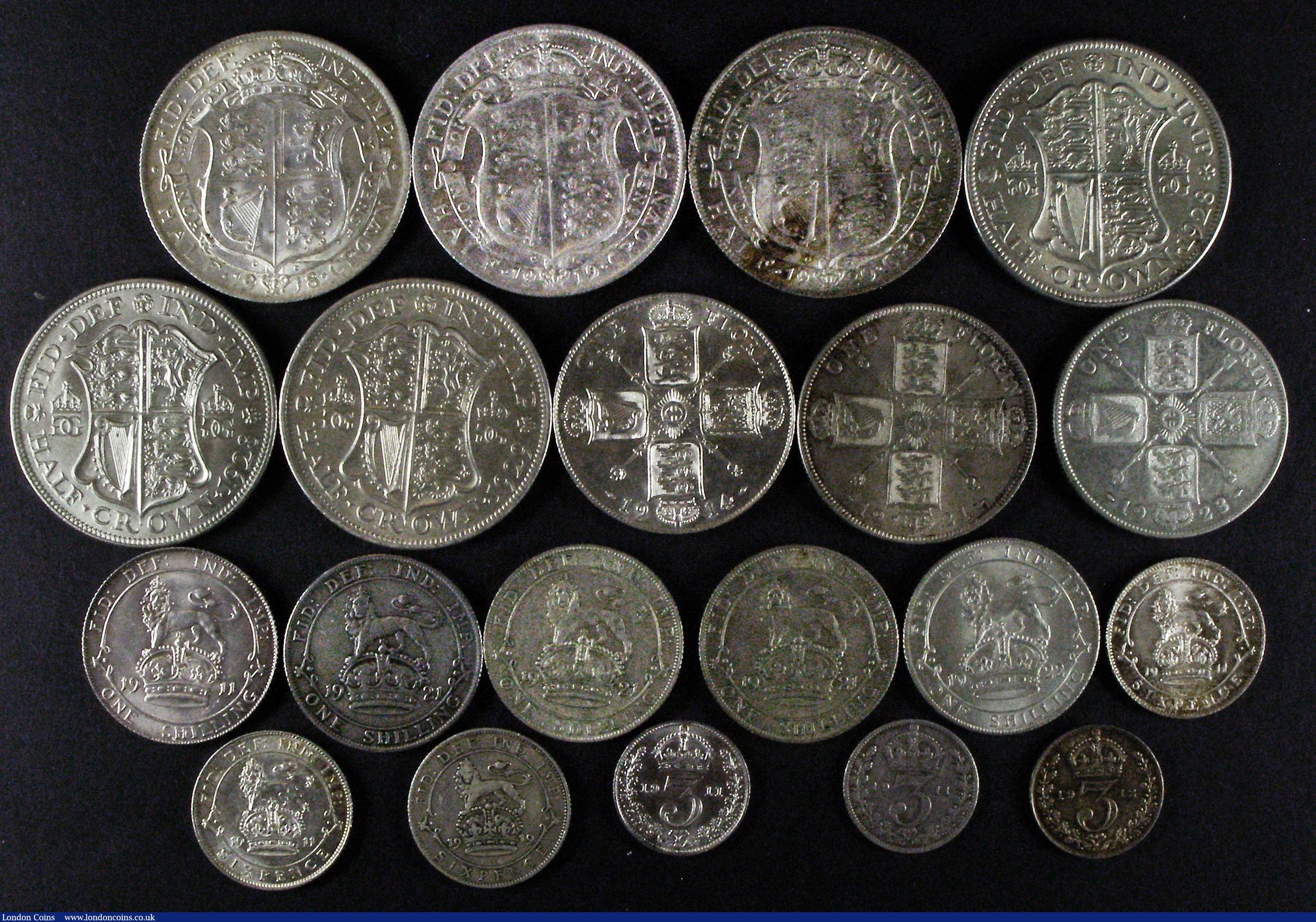 London Coins : A178 : Lot 1991 : Halfcrowns to Threepences (20) Halfcrowns (6) 1918 ESC 765, Bull 3717, Davies 1668 dies 1A Lustrous ...