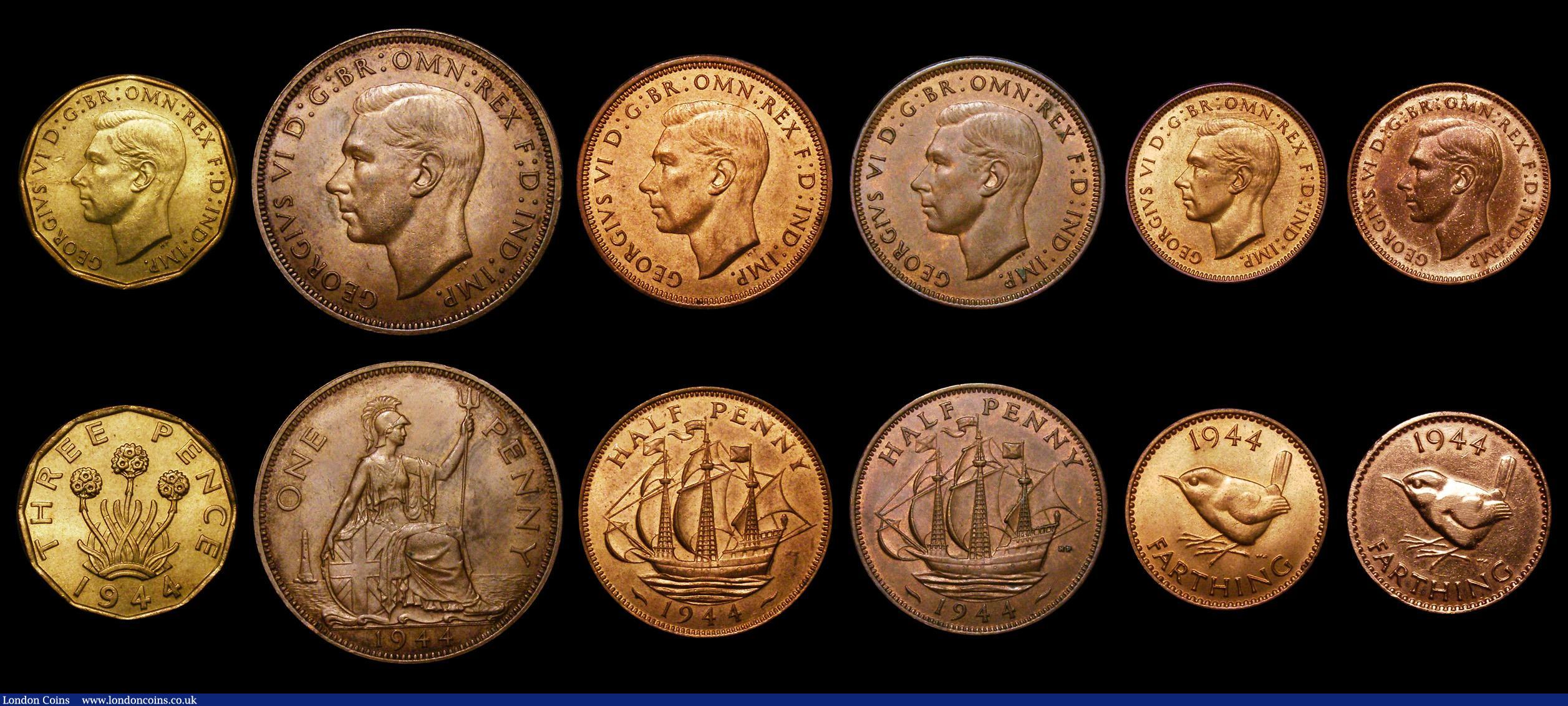 London Coins : A178 : Lot 1997 : Maundy Set 1944 AU to UNC and lustrous, the Fourpence toned on the obverse, along with Halfcrown to ...