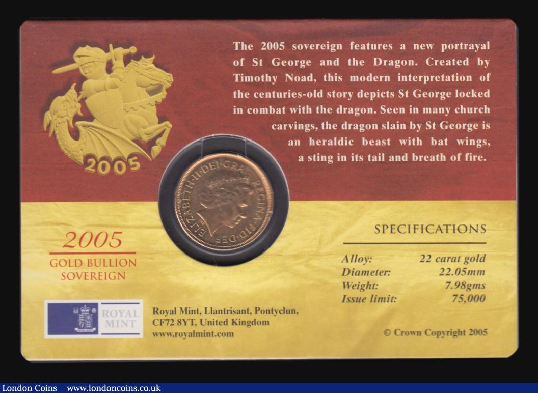 London Coins : A178 : Lot 372 : Sovereign 2005 Modern St. George S.SC6 Toned UNC on the Royal Mint card of issue