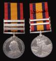 London Coins : A178 : Lot 756 : Boer War (3) comprising a pair, Queen's South Africa medal, type 3 reverse, with 3 clasps, Tran...
